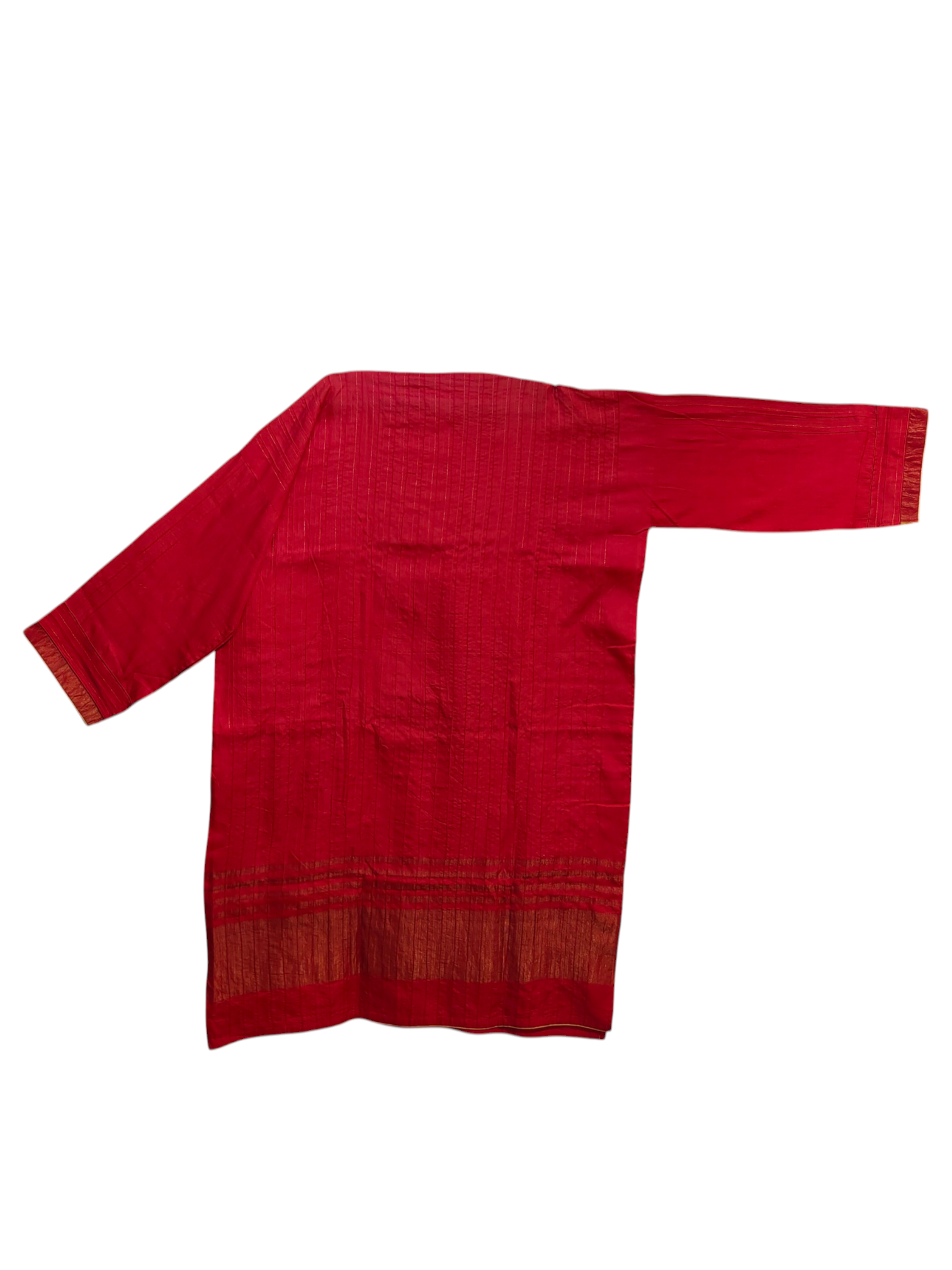 Red kurta with a textured pattern on a white background
