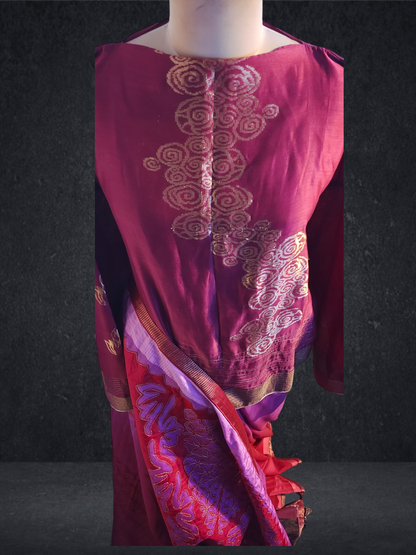 Formal Silk Katab Applique Saree