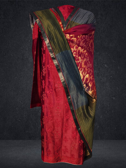 Semi Stitched Formal chanderi Suitset