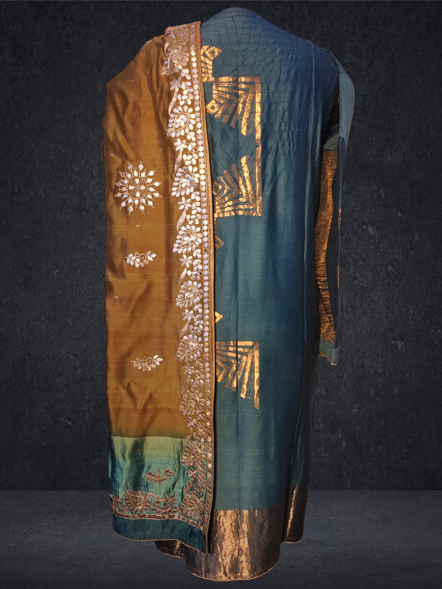 Semi Stitched Chanderi Formal Suitset