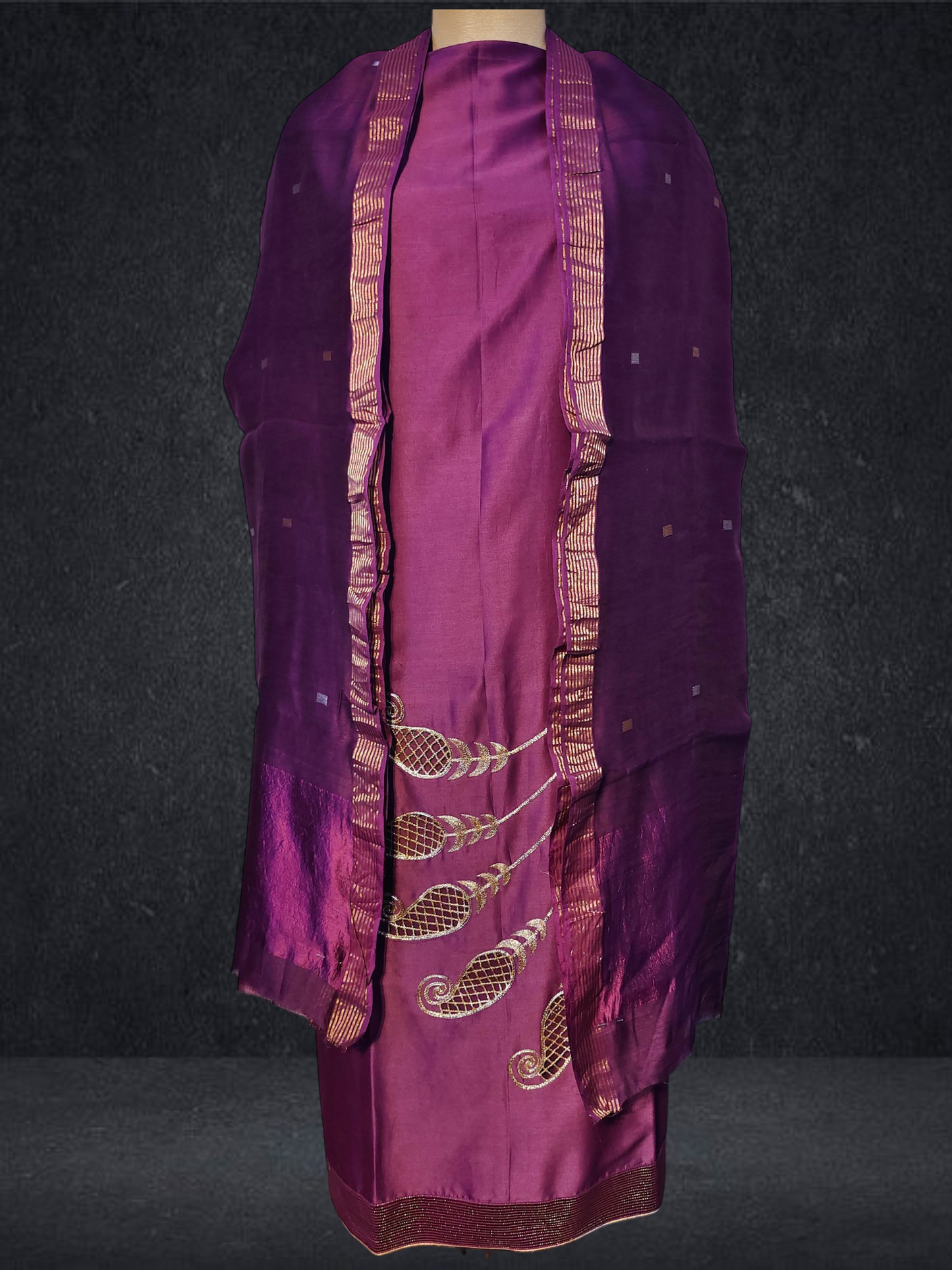 Semi Stitched Formal chanderi Suitset