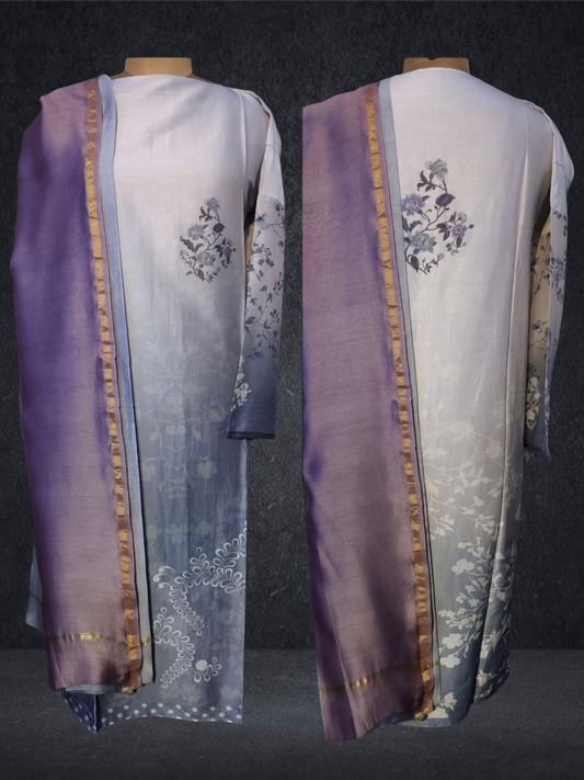 Semi Stitched Chanderi Casual Suitset