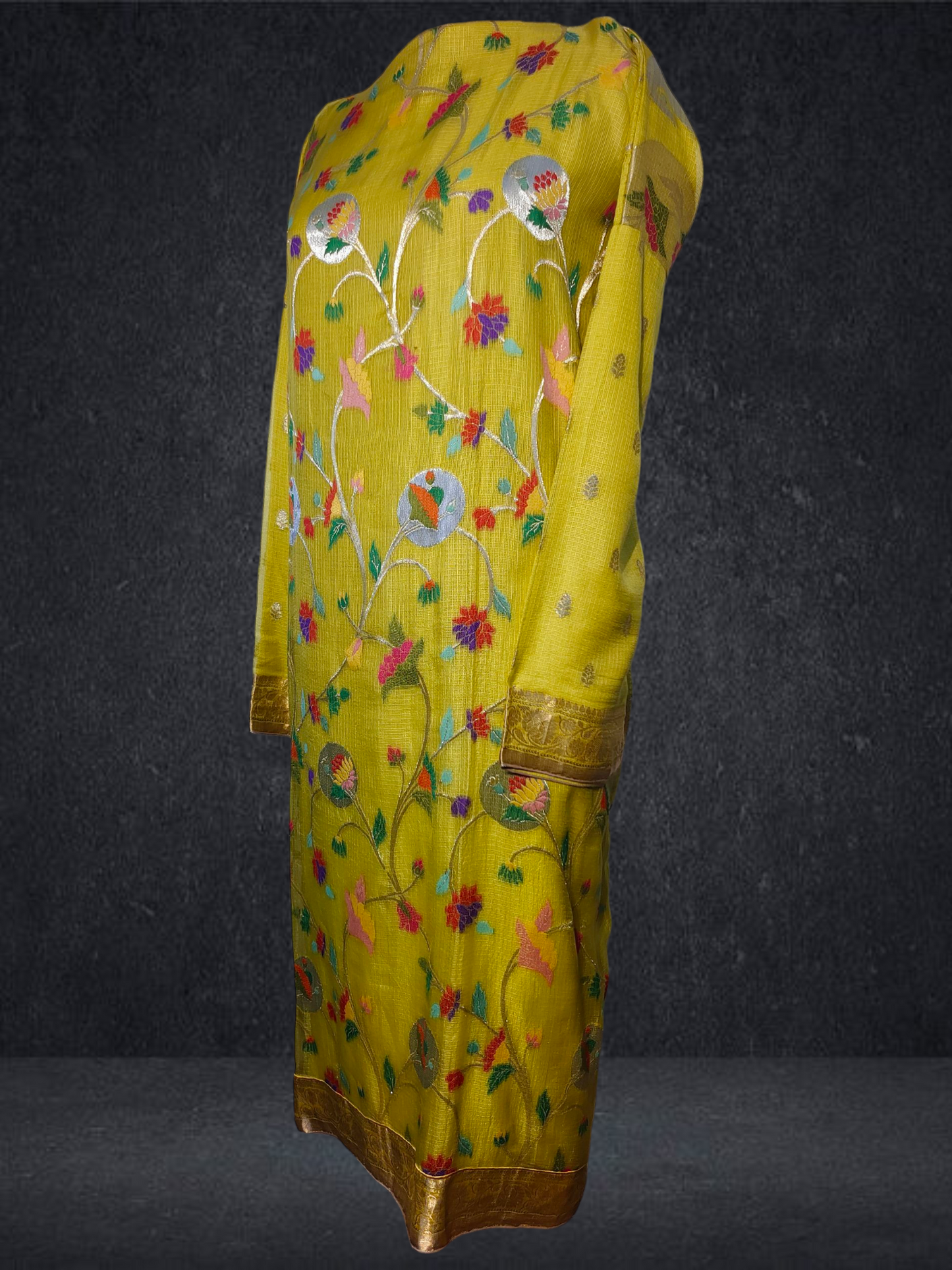 Semi Stitched Formal chanderi Kurta