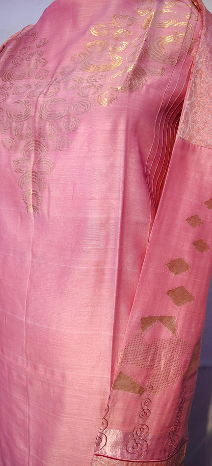 Semistitched Chanderi Zariwoven Kurta