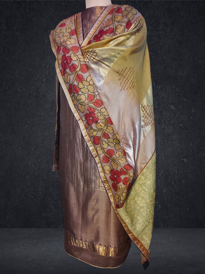 Semi Stitched Chanderi Formal Suitset