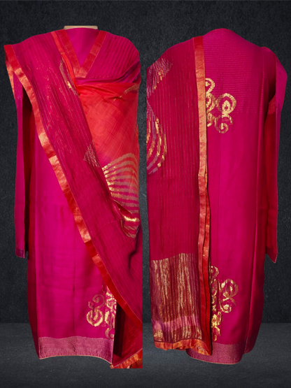 Semi Stitched Formal chanderi Suitset