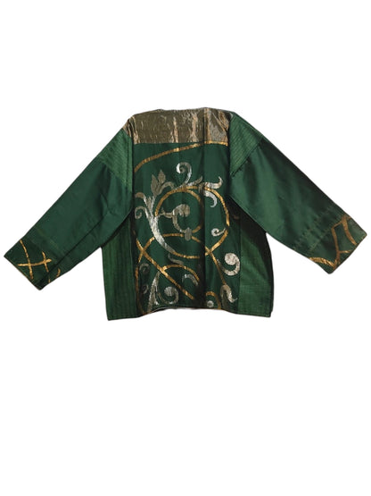SemiStitched zariwoven Green chanderi Tunic