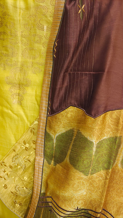 Semi Stitched Chanderi Formal Suitset