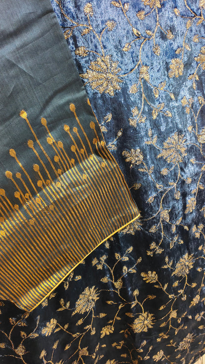 Semi Stitched Formal Silk velvet Kurta