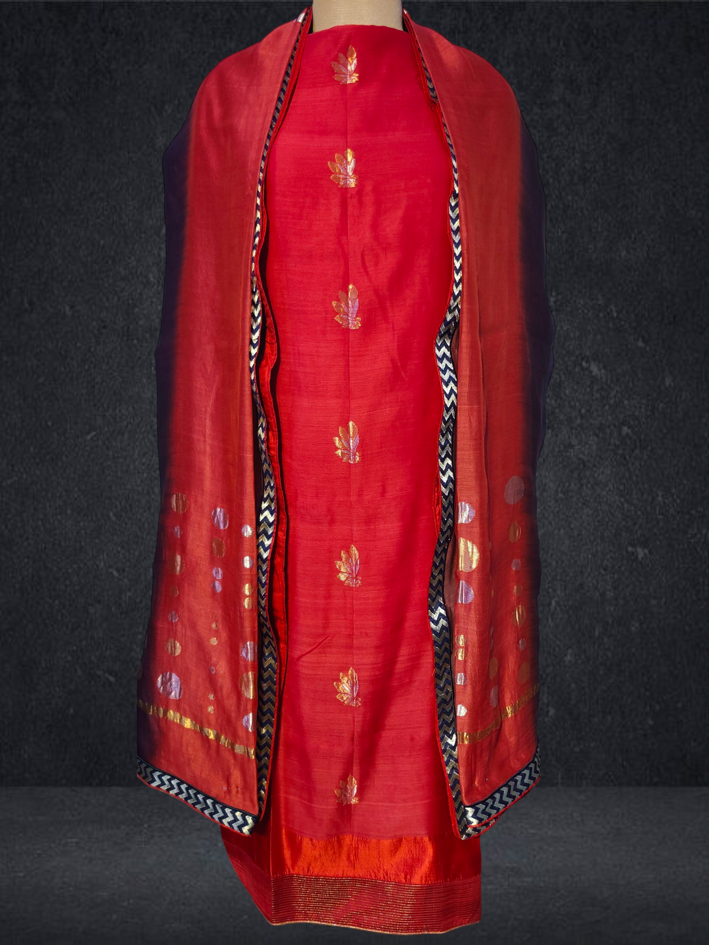 Semi Stitched Formal chanderi Suitset