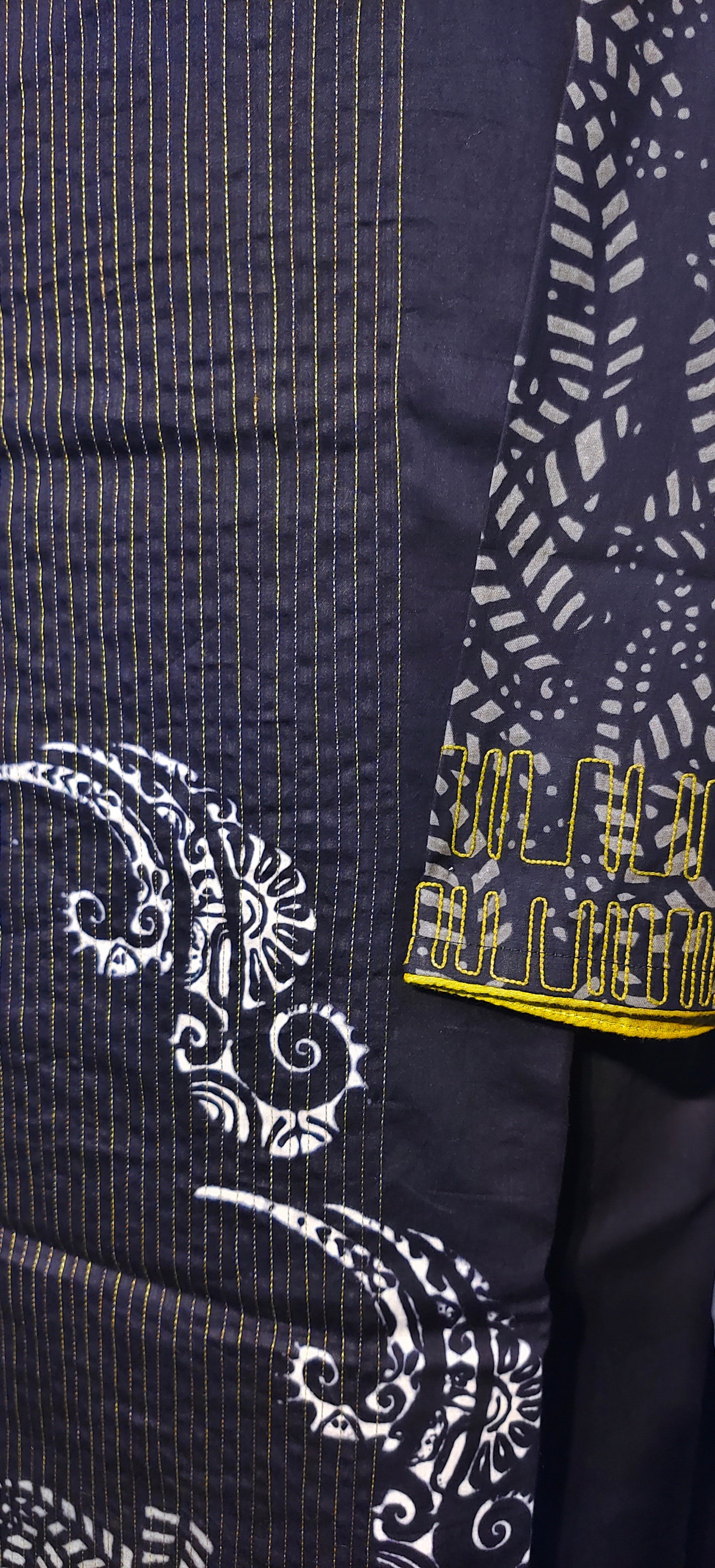 Semistitched Cotton Block Printed Kurta