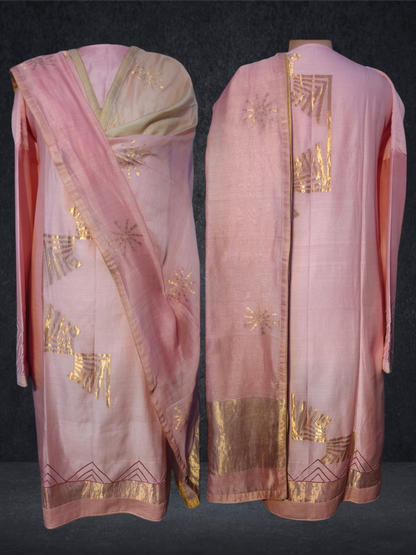 Semi Stitched Chanderi Formal Suitset