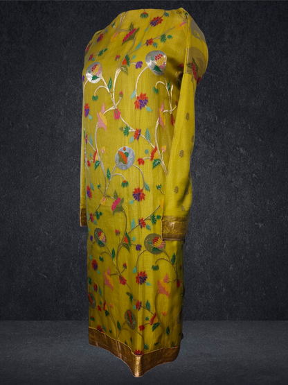Semi Stitched Formal chanderi Kurta