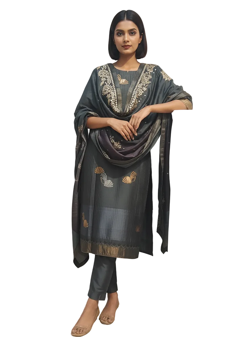 Semi Stitched Formal Chanderi Suitset