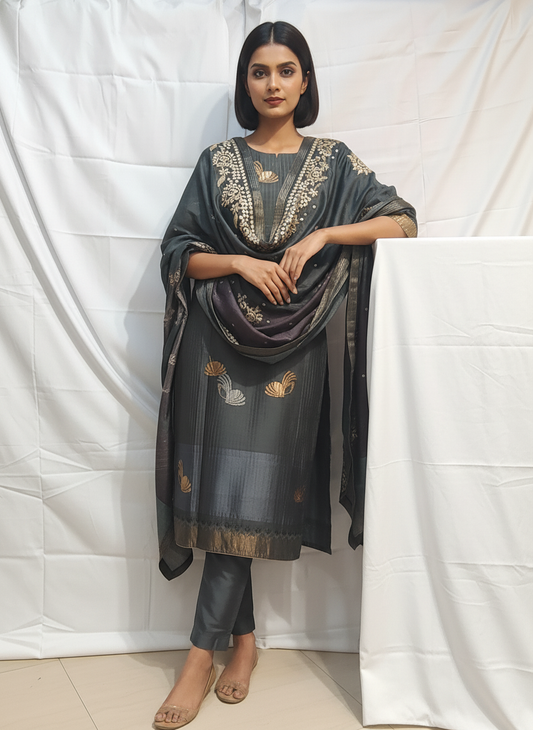 Semi Stitched Formal Chanderi Suitset