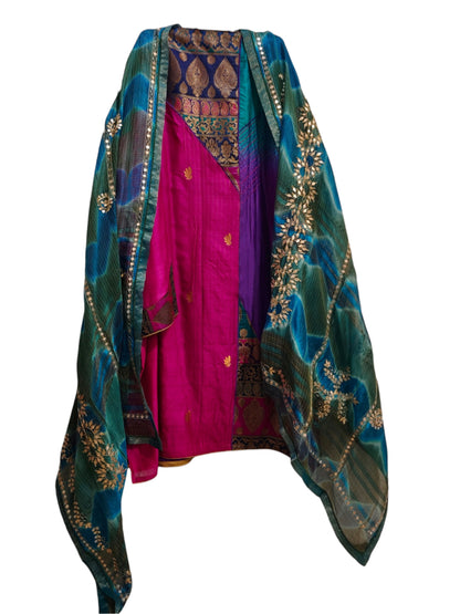 Semi Stitched Chanderi Formal Suitset