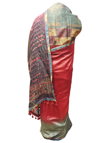 Formal Chanderi Silk Ajrakh Saree