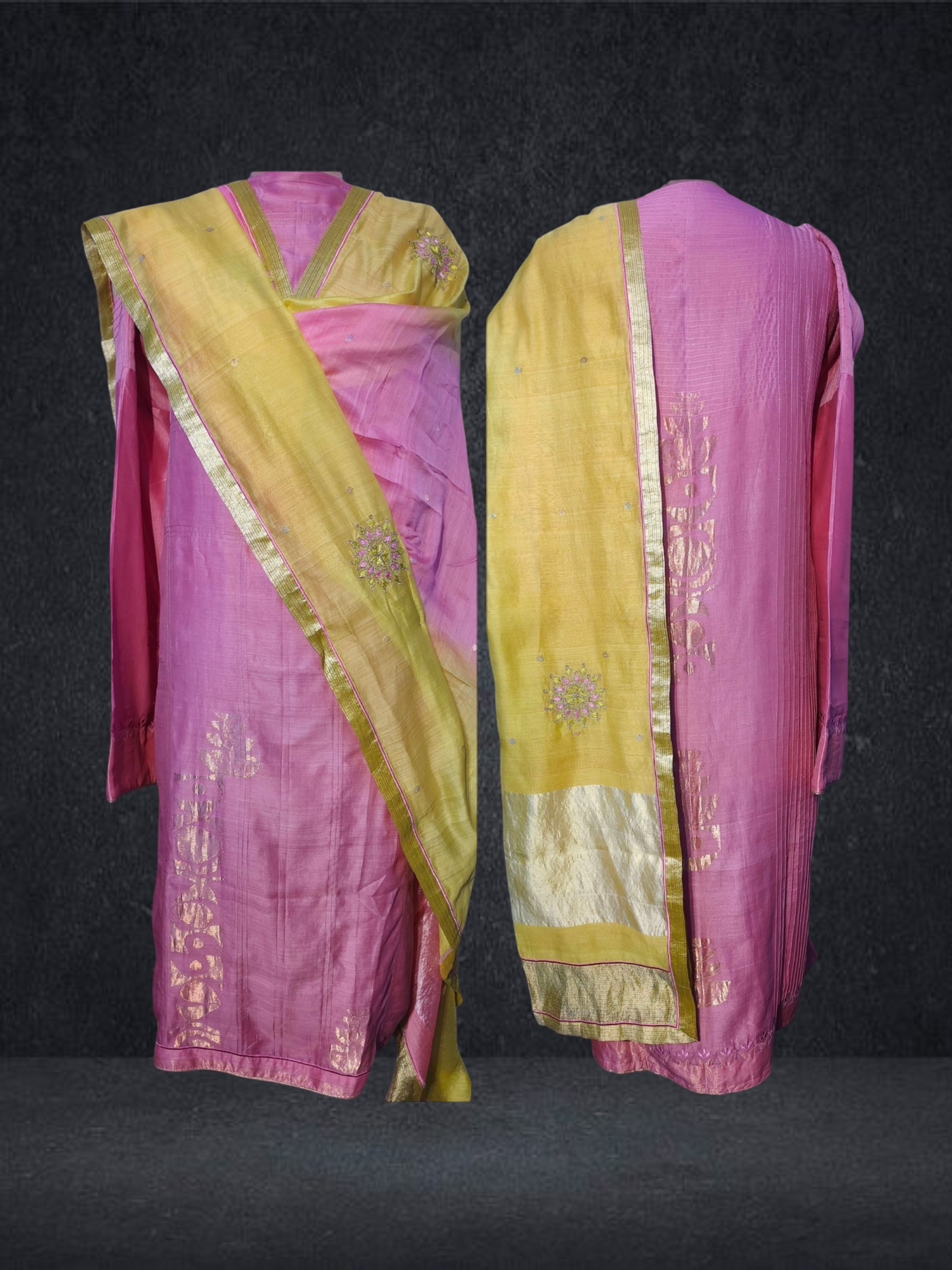 Semi Stitched Formal chanderi Suitset