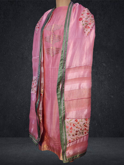 Semi Stitched Formal chanderi Suitset