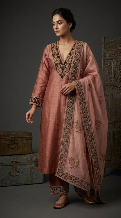 Customised Chanderi Embroidered set
