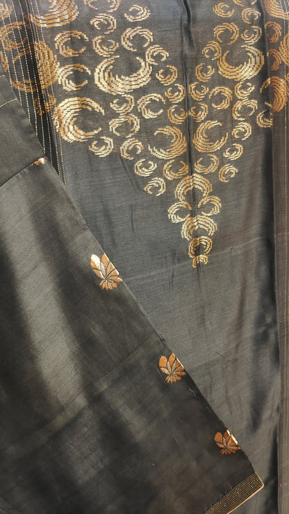 Semi Stitched Casual Chanderi Suitset
