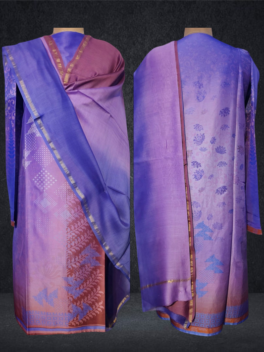 Semi Stitched Chanderi Casual Suitset