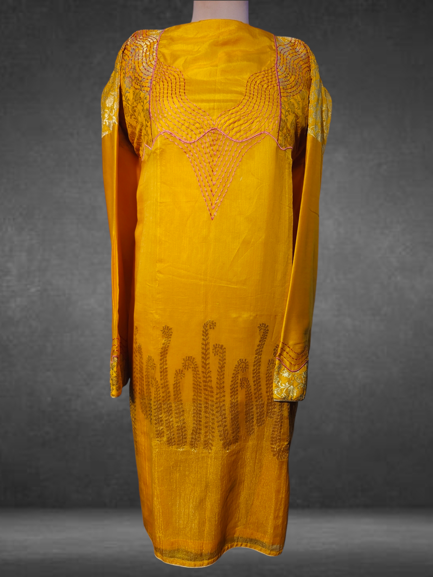 Semi Stitched Formal Chanderi kurta