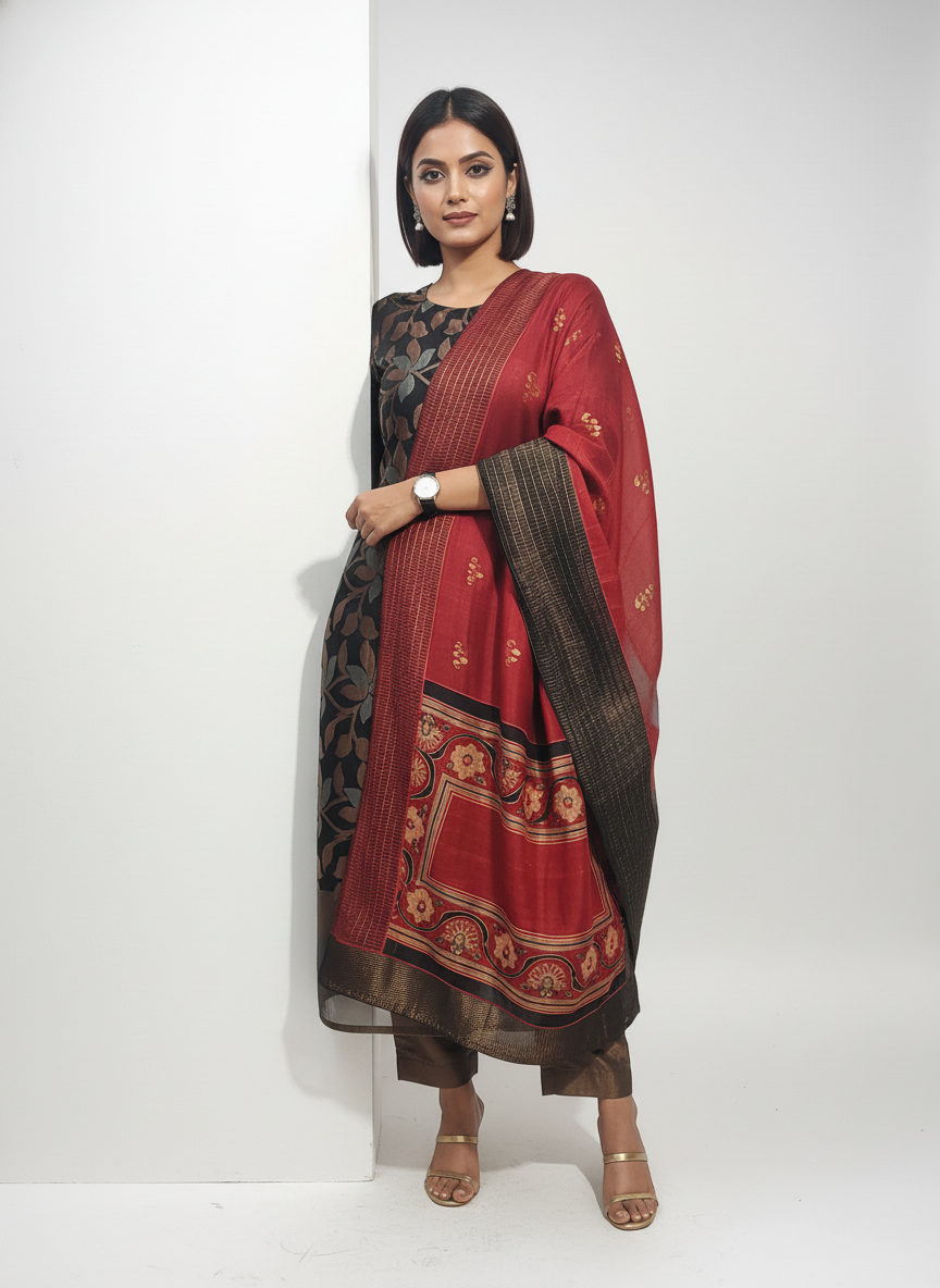 Semi Stitched Formal Chanderi Suitset