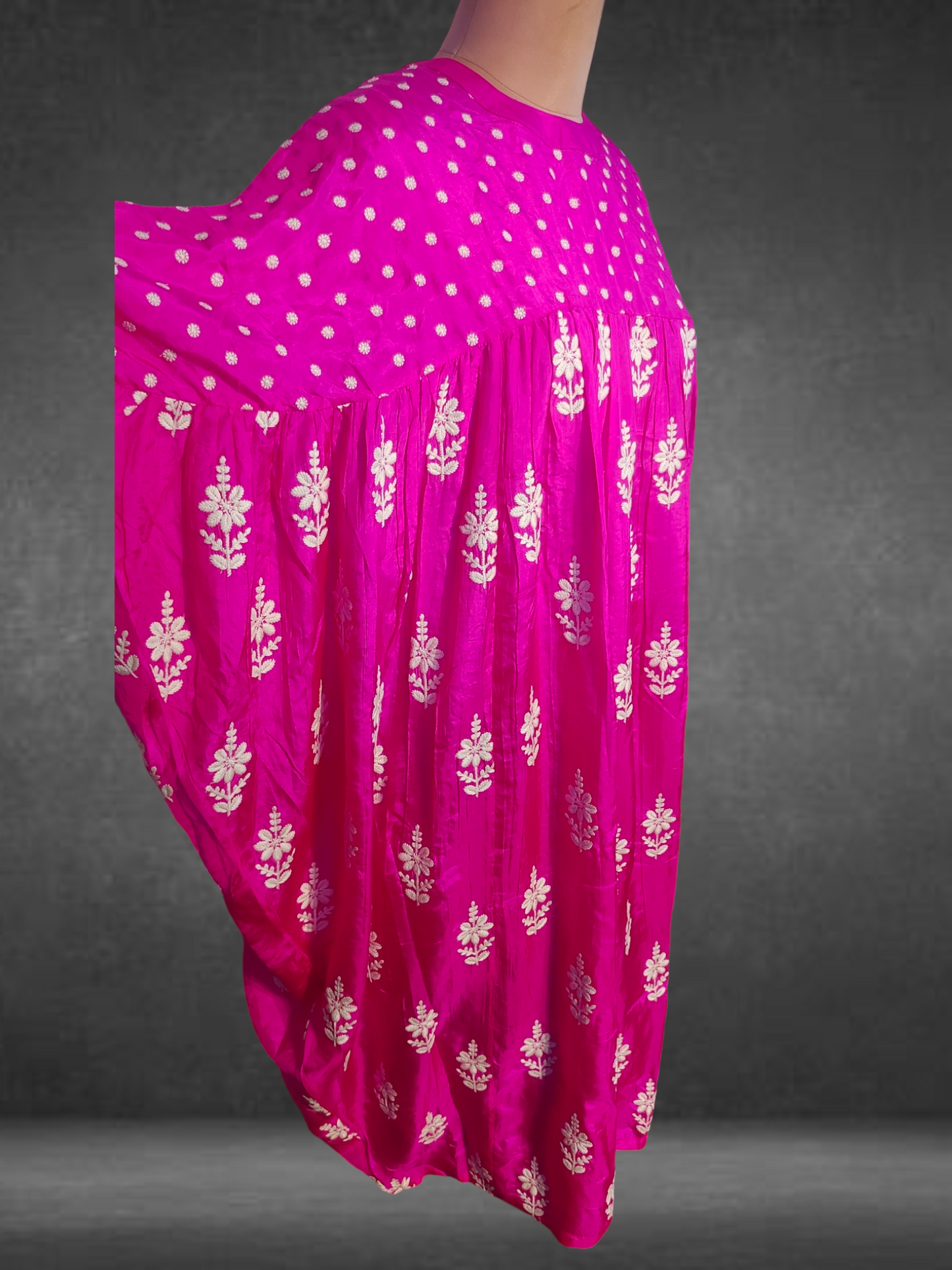 Stitched silk embroidered long dress