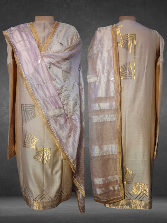 Semi Stitched Chanderi Formal Suitset