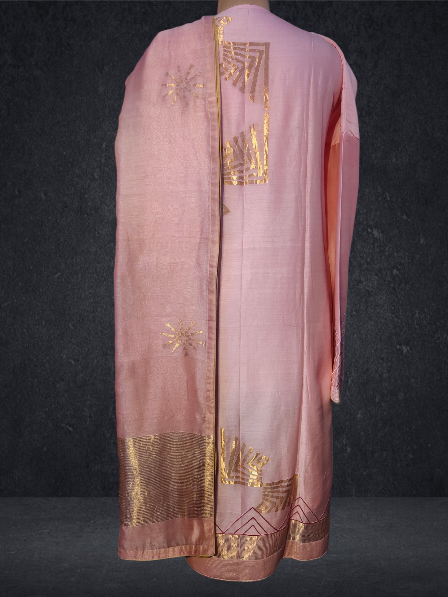 Semi Stitched Chanderi Formal Suitset