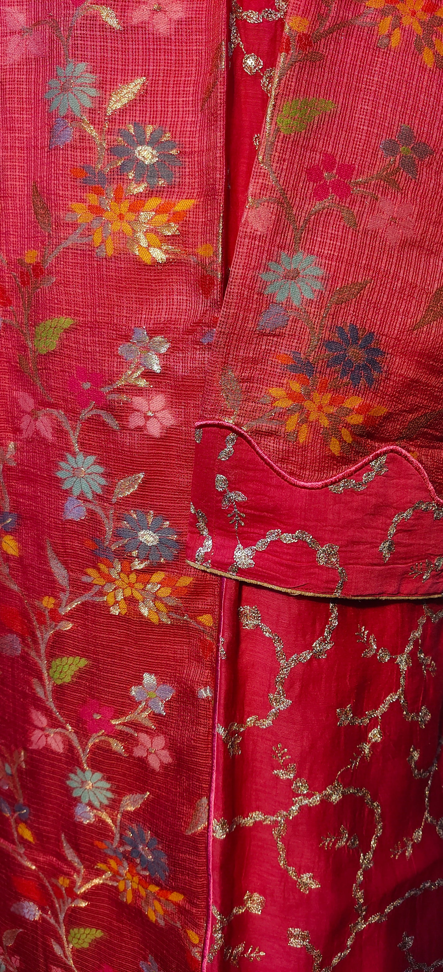 Semistitched Chanderi Zariwoven Kurta