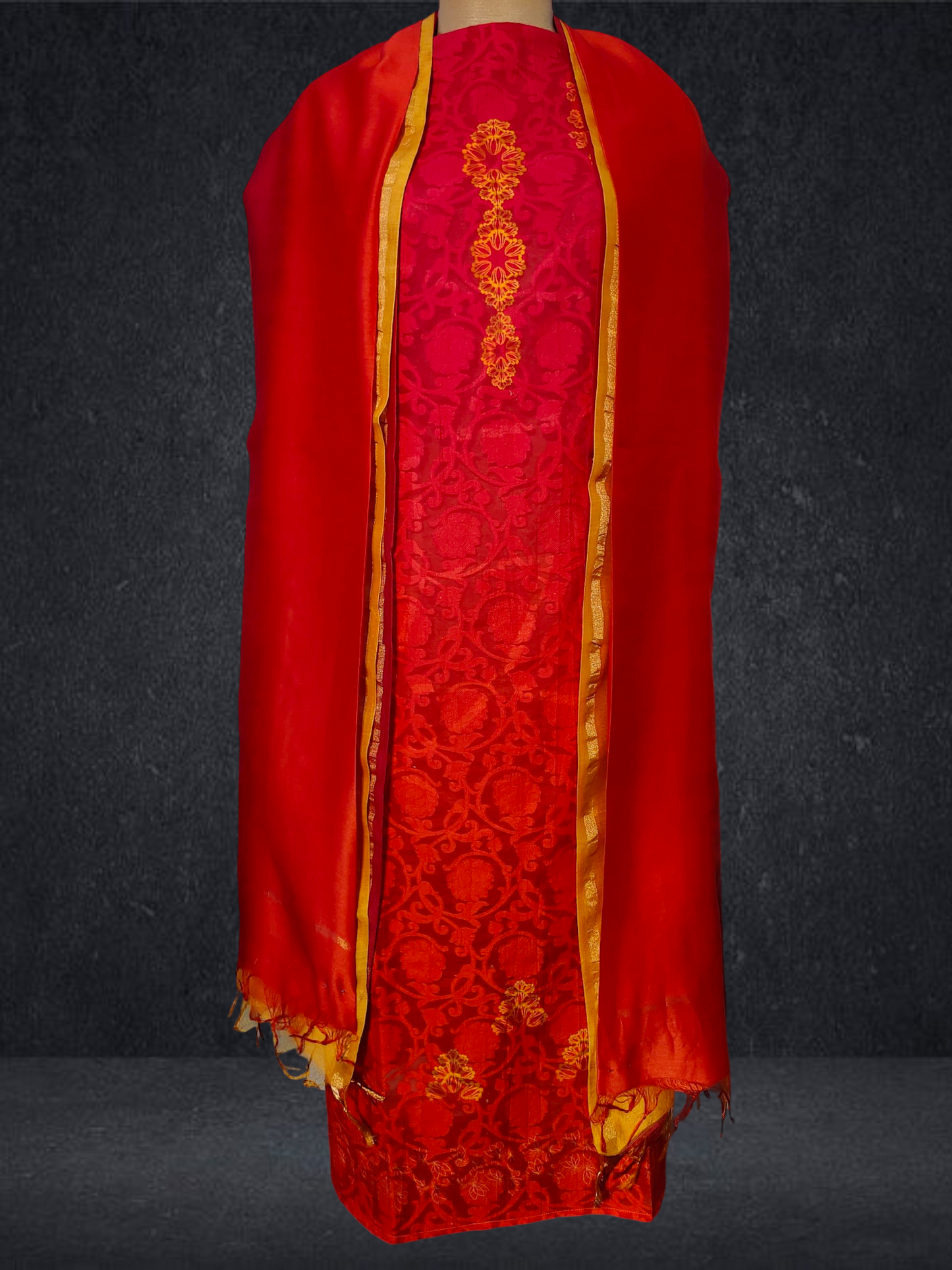 Semi Stitched Chanderi Casual Suitset