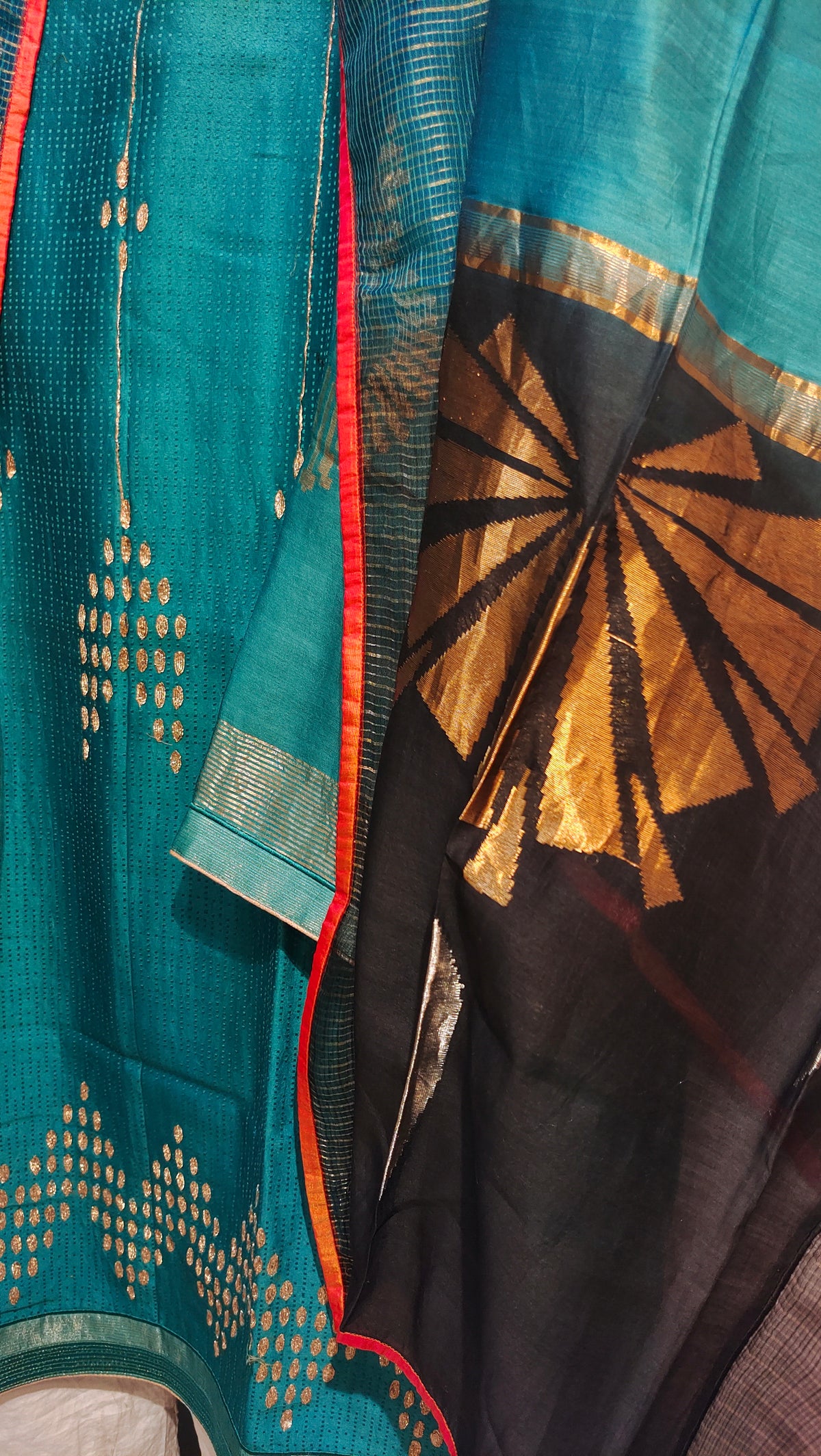Semi Stitched Chanderi Formal Suitset