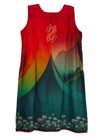 Semi Stitched Casual Chanderi Suitset