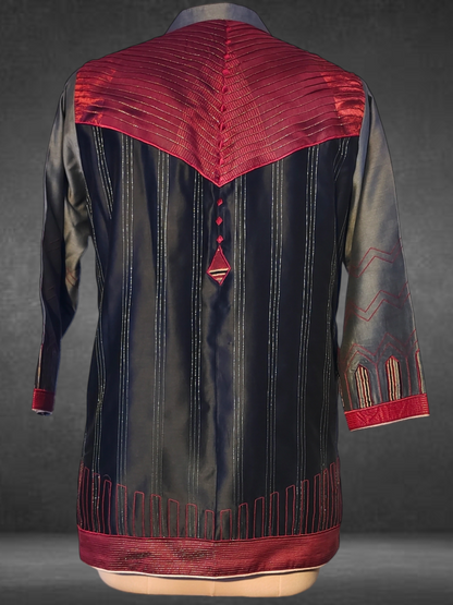 Stitched Silk Ajrakh Short Jacket