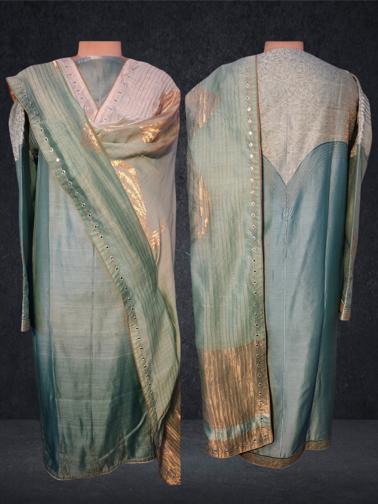 Semi Stitched Chanderi Formal Suitset