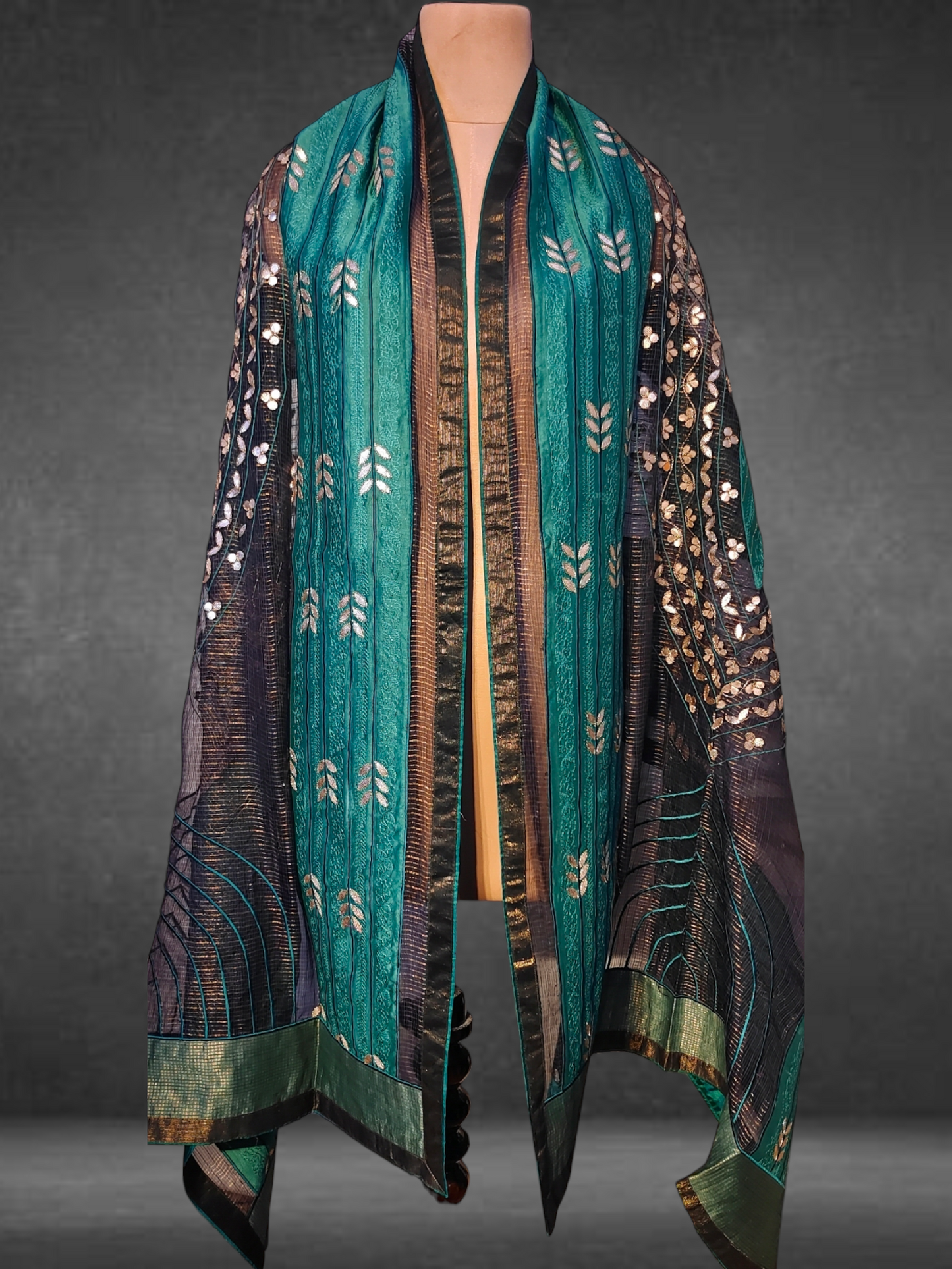 Chanderi Zari Woven Gota Dupatta