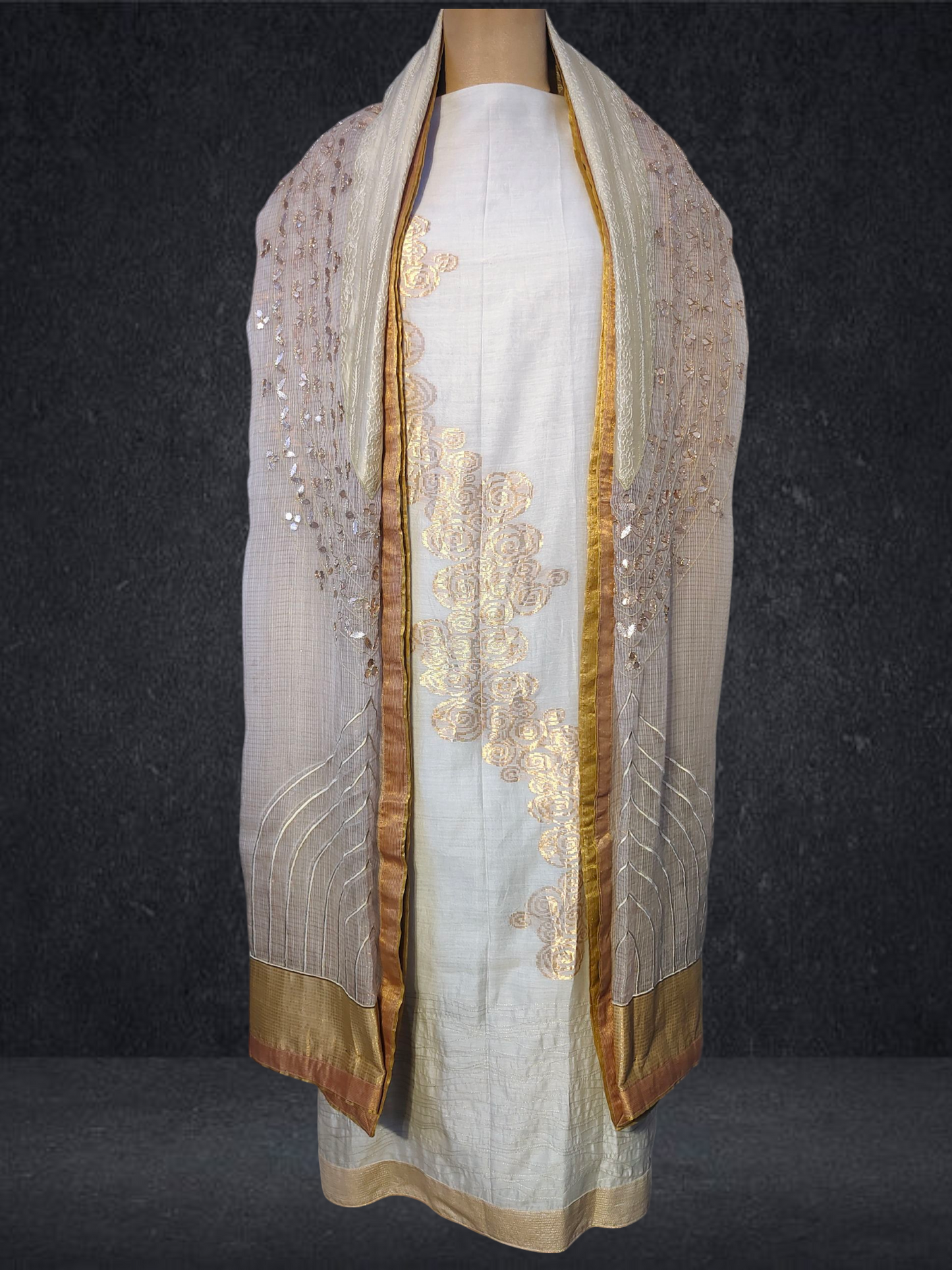 Semi Stitched Formal chanderi Suitset