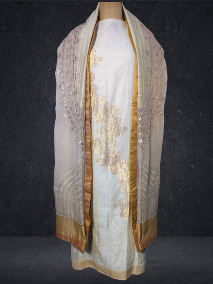Semi Stitched Formal chanderi Suitset