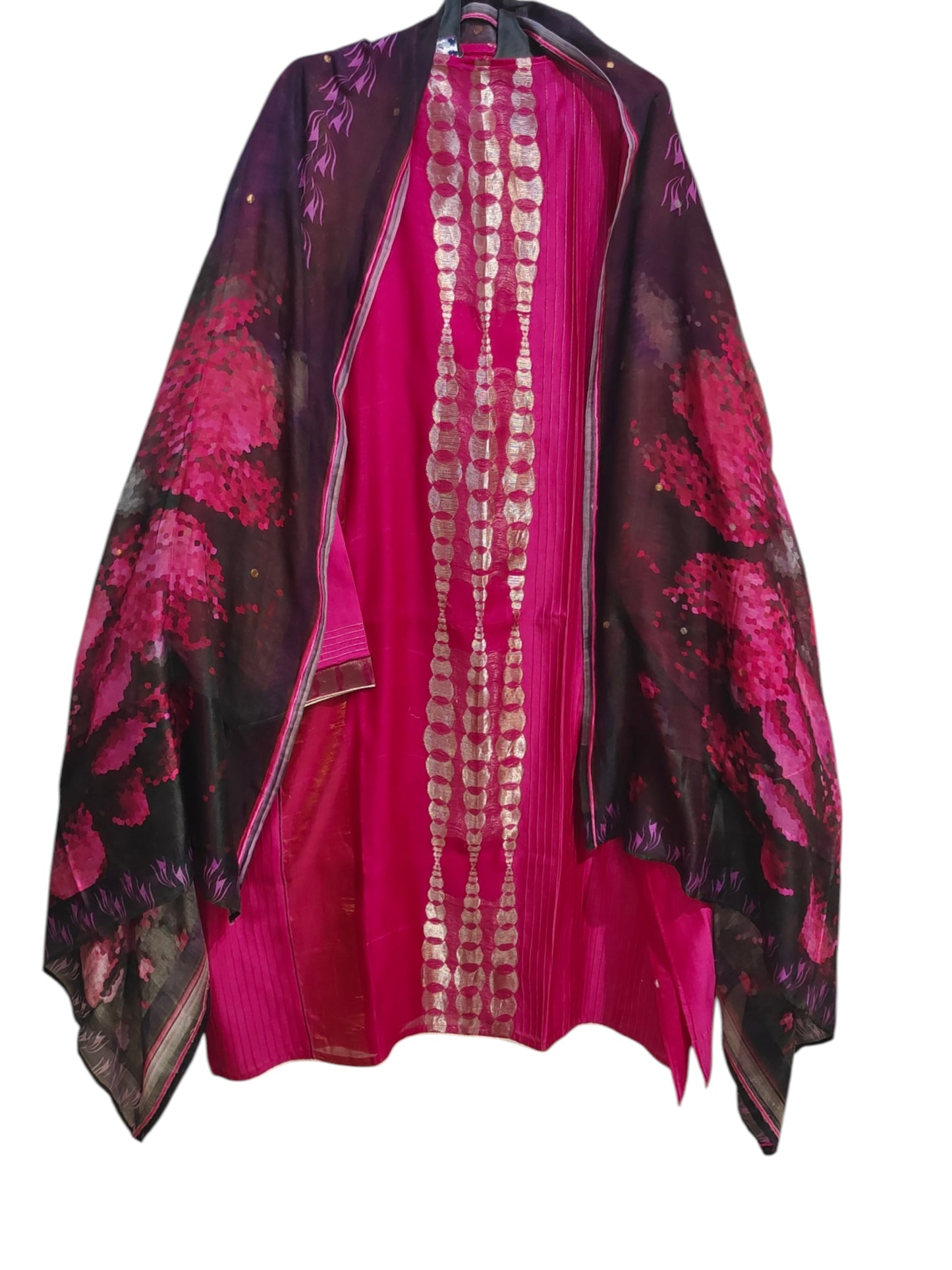 Semi Stitched Chanderi Formal Suitset
