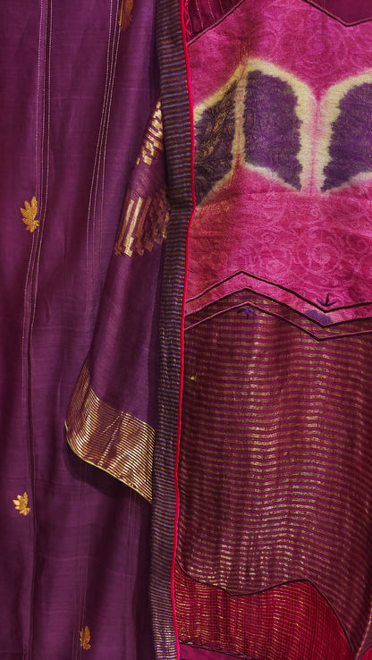 Semi Stitched Chanderi Formal Suitset