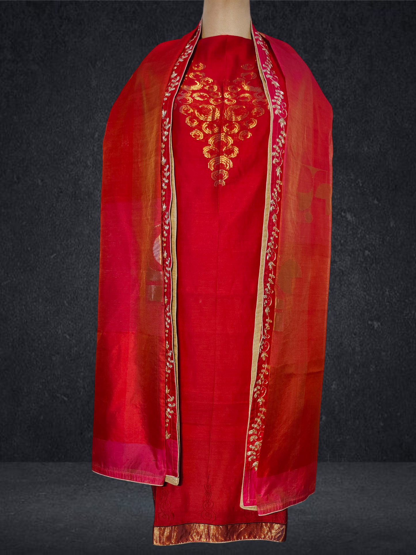 Semi Stitched Formal chanderi Suitset