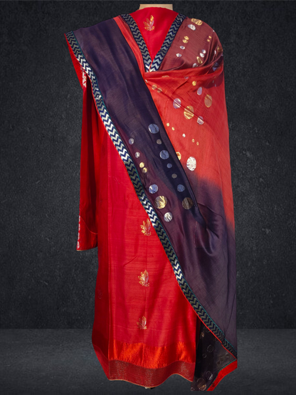 Semi Stitched Formal chanderi Suitset