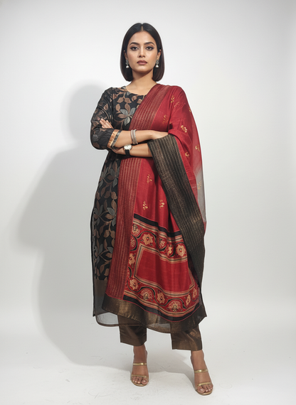 Semi Stitched Formal Chanderi Suitset