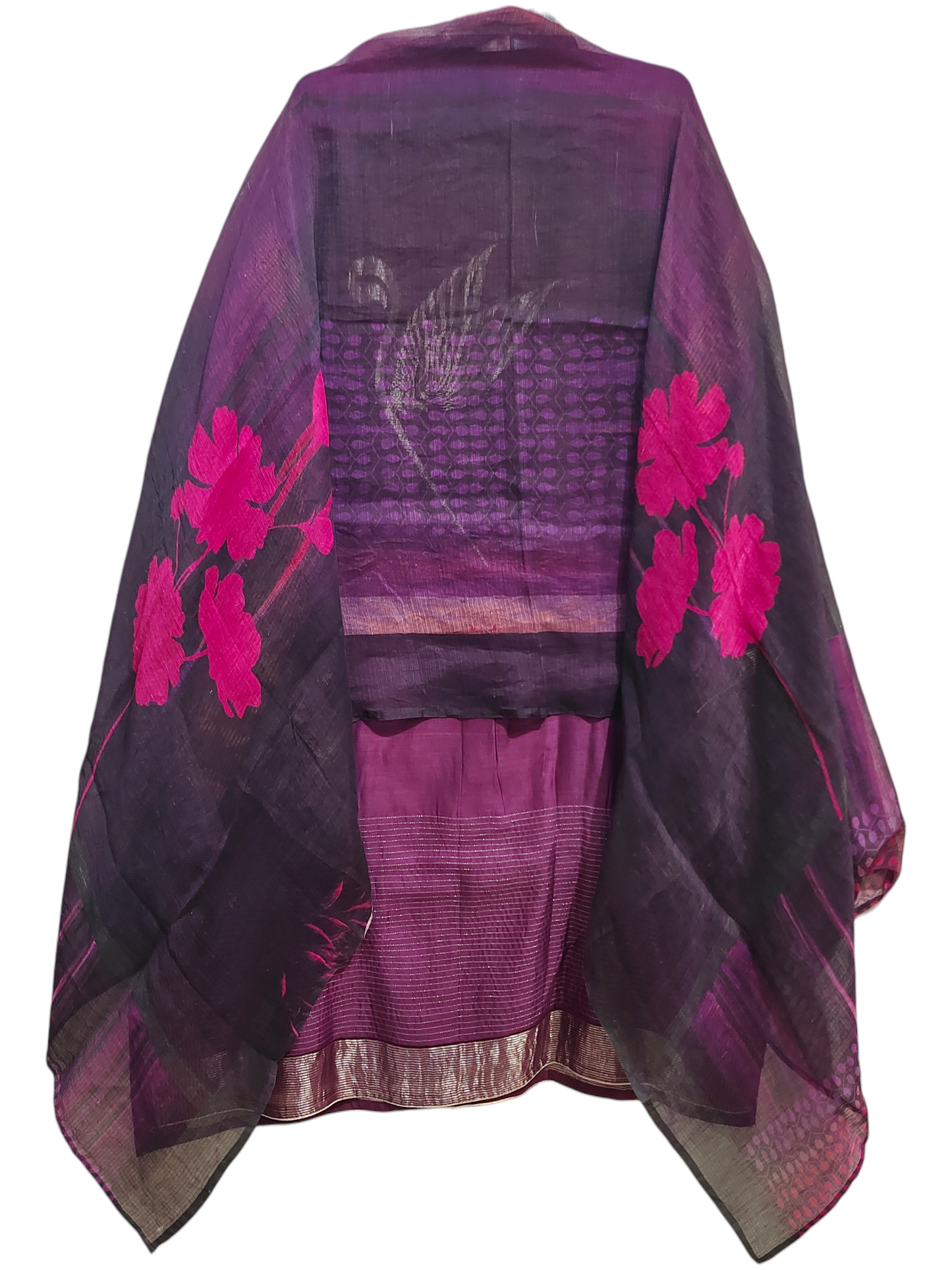 Semi Stitched Casual Chanderi Suitset