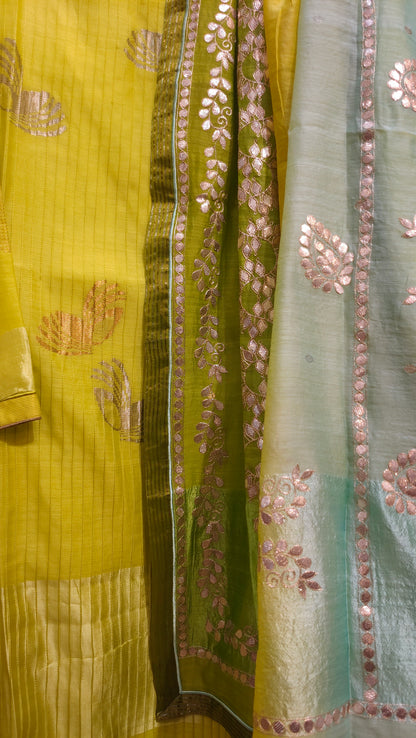 Semi Stitched Chanderi Formal Suitset