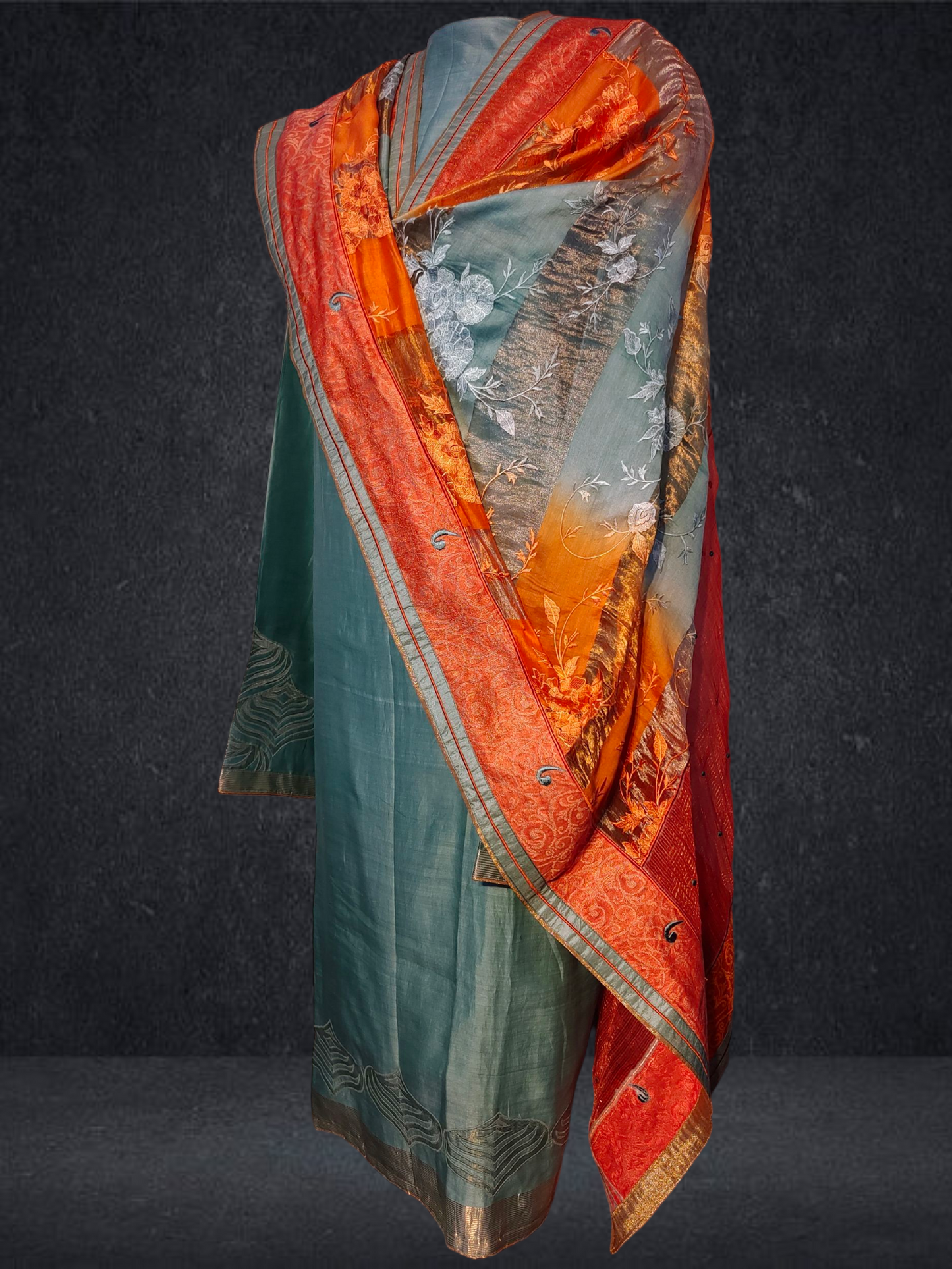 Semi Stitched Formal chanderi Suitset