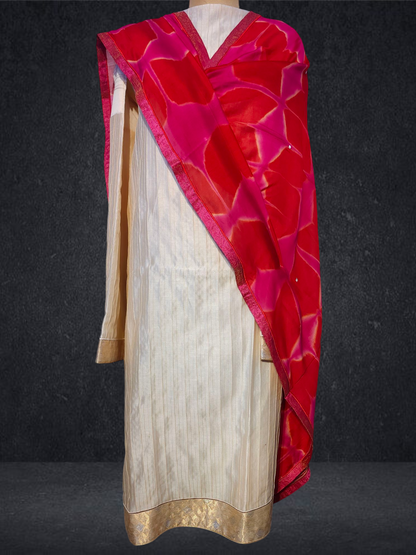 Semi Stitched Formal chanderi Suitset