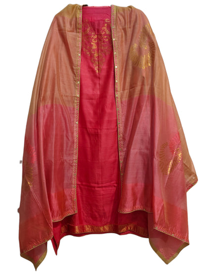 Semi Stitched Chanderi Formal Suitset